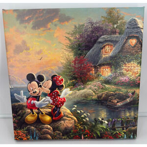 Thomas Kinkade Disney Sweetheart Cove Mickey Minnie Canvas 14x14 w/ COA